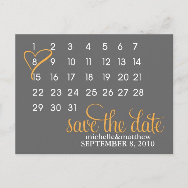 Postales de Invitación de Boda de calendario {nara (Anverso)