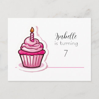 Postales de Invitación de cumpleaños de torta rosa
