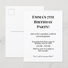 Postales de Invitación de la fiesta de cumpleaños