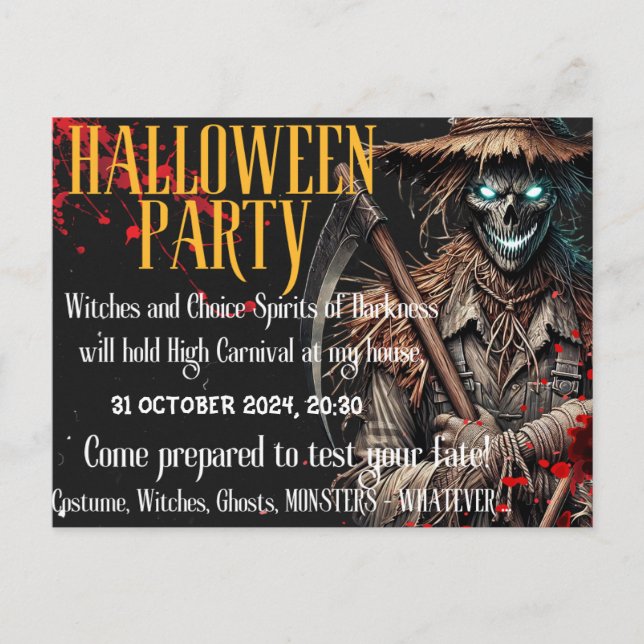Postales de invitación personalizada de la fiesta  (Anverso)