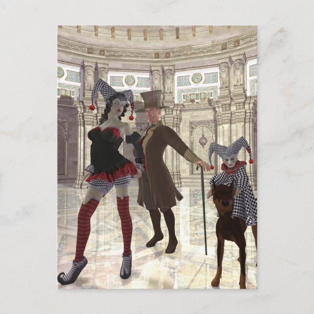 postales de jesters con disfraces (Anverso)
