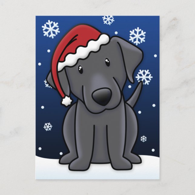 Postales de Kawaii Black Lab para Navidades (Anverso)