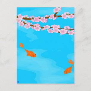 Postales de Koi y Sakura