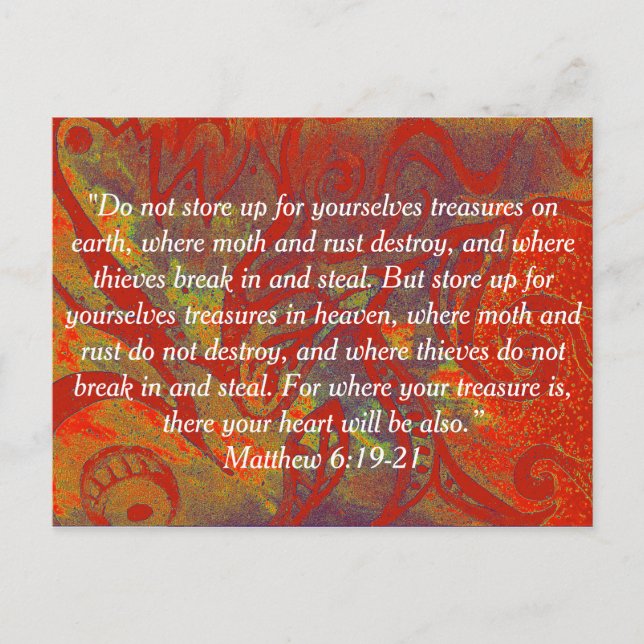 Postales de la Biblia Mateo 6:19-21 | Oxido | Teso (Anverso)