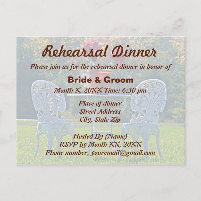 Postales de la cena del Boda Meadow of Love (Anverso)