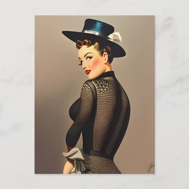 Postales de la dama de retro (Anverso)