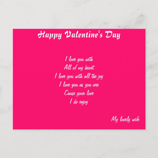 Postales de la esposa del día de San Valentín (Anverso)