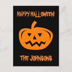 Postales de la fiesta de Halloween con calabaza ta