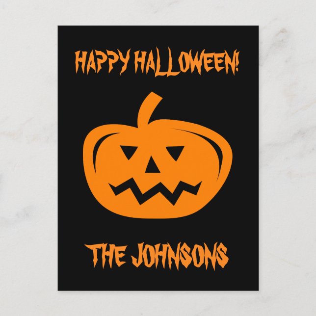 Postales de la fiesta de Halloween con calabaza ta (Anverso)