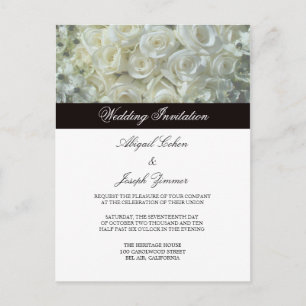 Postales de la invitación a la boda de rosas blanc