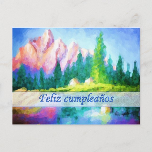 Postales de la montaña rosa española de cumpleaños (Anverso)