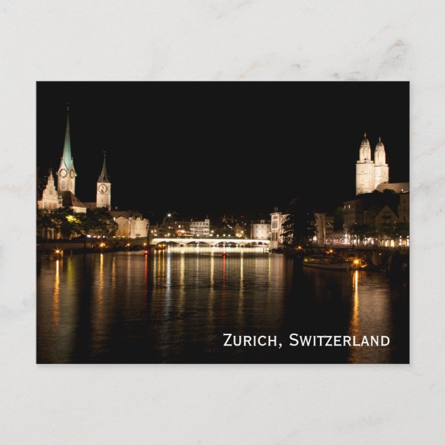 Postales de la noche de Zurich Suiza (Anverso)