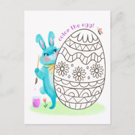 Postales de la página de color de conejo azul de P