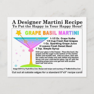 Postales de la receta de Basil Martini de uva