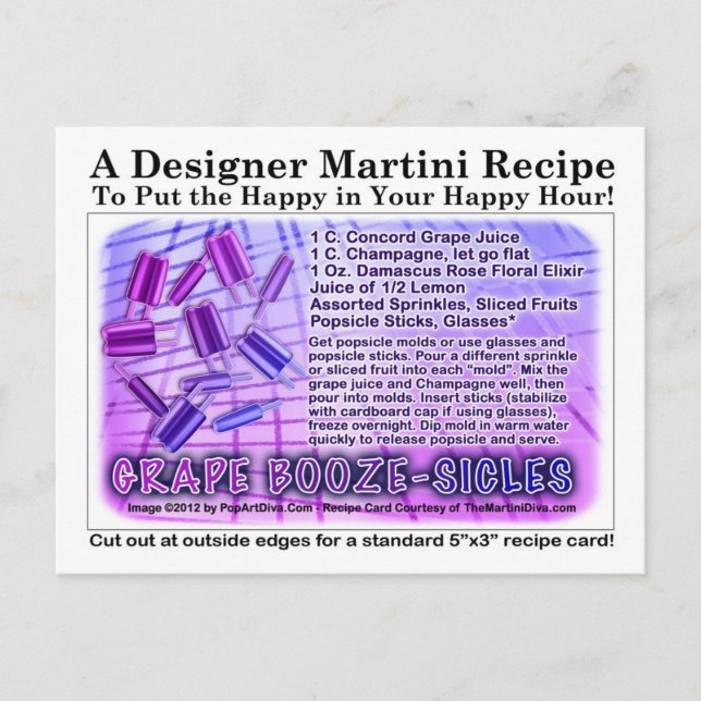 Postales de la receta de la receta de la uva de lo (Anverso)