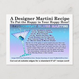 Postales de la receta de Martini Blues de Lunes