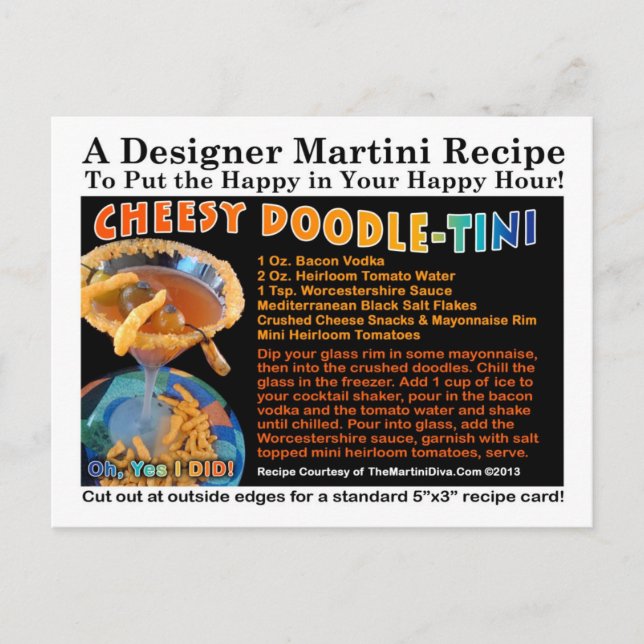 Postales de la receta de Martini Cheesy Doodle-Tin (Anverso)