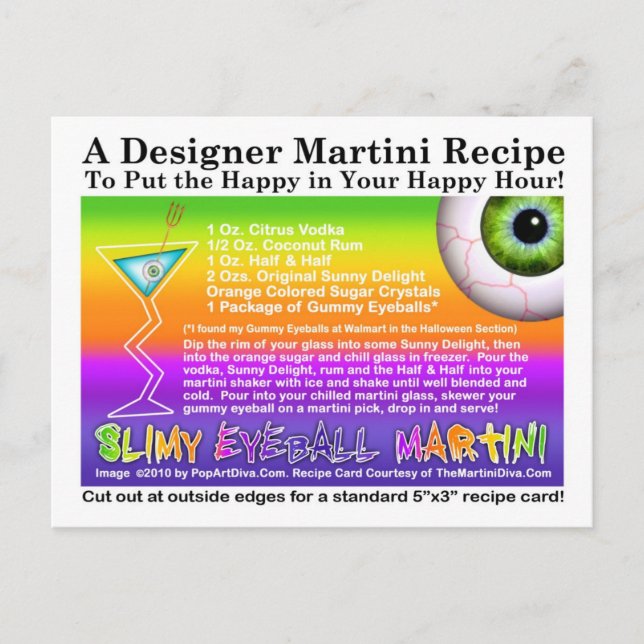 Postales de la receta de Martini Slimy Eyeball Hal (Anverso)