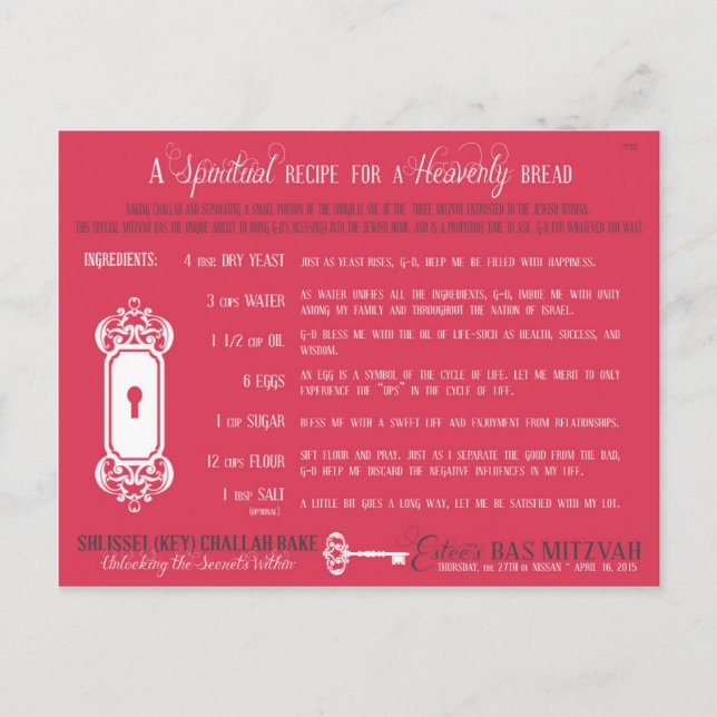 Postales de la receta del Challah (Anverso)