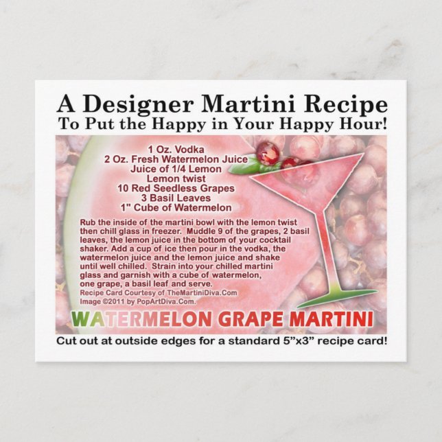 Postales de la receta Martini de la uva de la sand (Anverso)