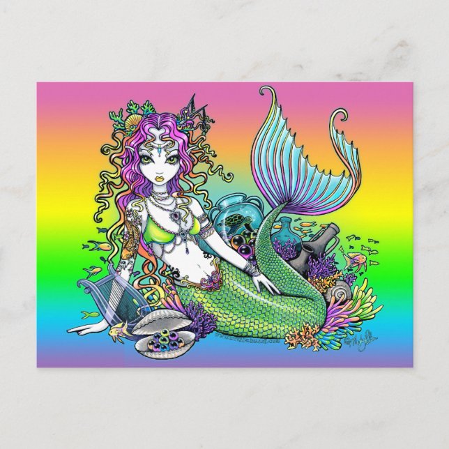 Postales de la sirena de la capa de arcoiris "Lyra (Anverso)