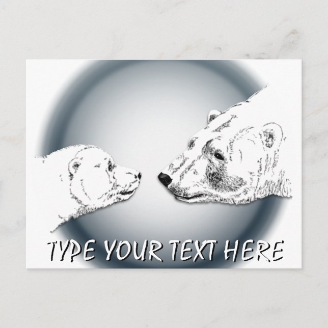 Postales de la tarjeta de osito polar madre y oso  (Anverso)