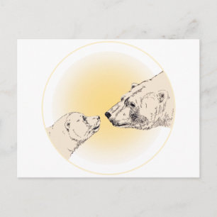 Postales de la tarjeta de osito polar madre y oso