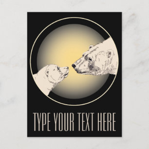 Postales de la tarjeta de osito polar madre y oso