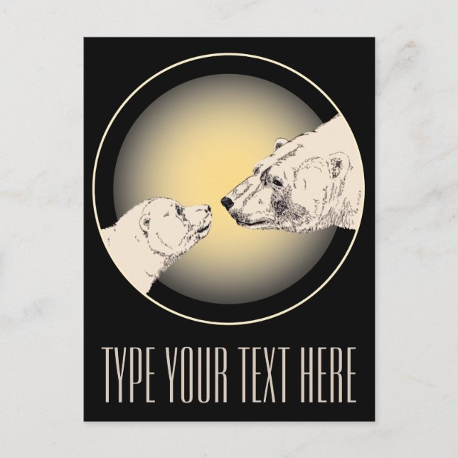 Postales de la tarjeta de osito polar madre y oso  (Anverso)