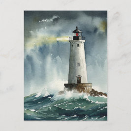 Postales de la tormenta del faro en el océano