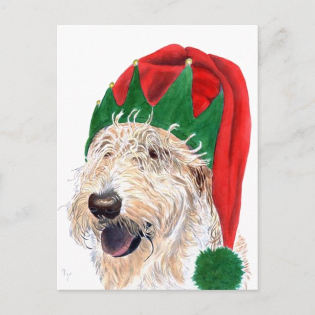 Postales de Labradoodle del ayudante de Santa (Anverso)