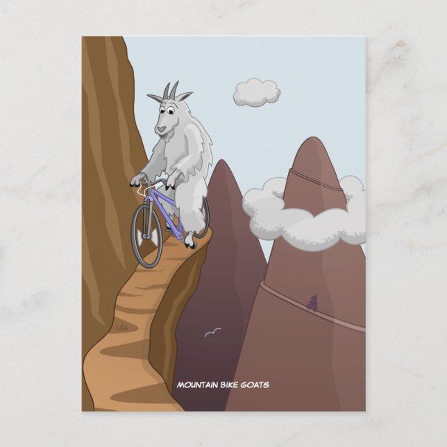 Postales de las cabras de la bicicleta de montaña (Anverso)