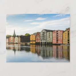 Postales de las casas Trondheim de Noruega