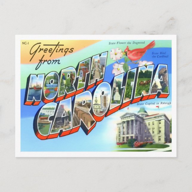 Postales de las grandes letras de Carolina del Nor (Anverso)