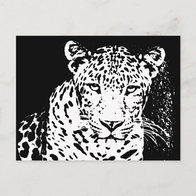 Postales De Leopardo En Blanco Y Negro (Anverso)