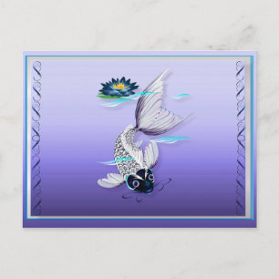 Postales de Lirio Blanco Koi-Azul