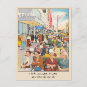 Postales de los bancos verdes de la Florida en San