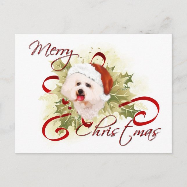 Postales de los Navidades Bichon Frise (Anverso)