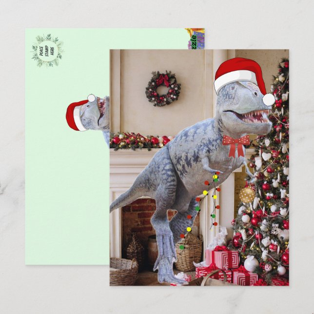 Postales de los Navidades de Dinosaurios (Anverso / Reverso)