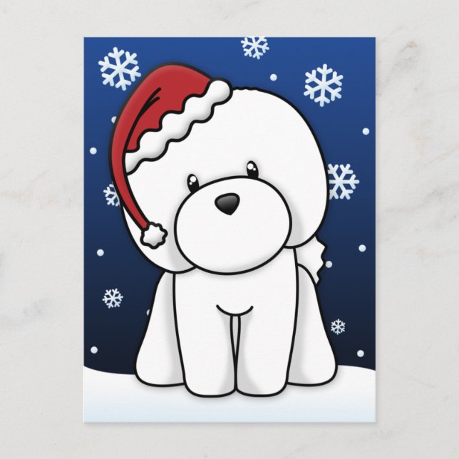 Postales de los Navidades de Kawaii Bichon Frise (Anverso)