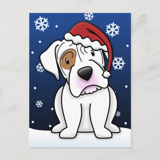 Postales de los Navidades del Boxeador Blanco Kawa (Anverso)