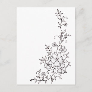 Postales de los Ornamentos Florales en Blanco y Ne