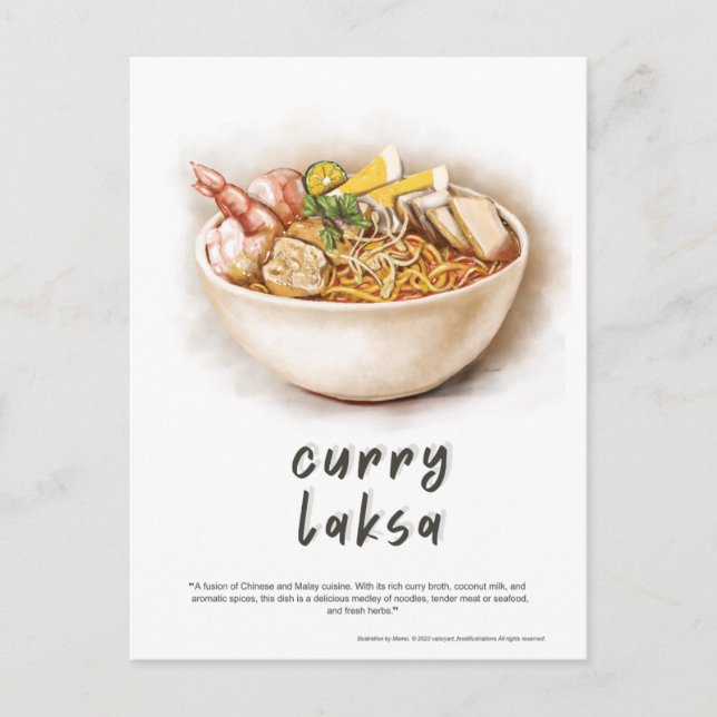 Postales de Malasia Curry Laksa (Anverso)
