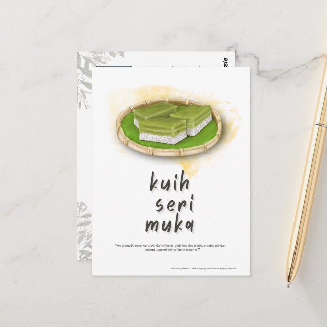 Postales de Malasia Kuih Seri Muka (Anverso/Reverso In Situ)