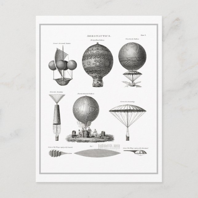 Postales de máquinas voladoras de aeronáutica vint (Anverso)