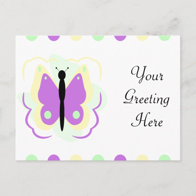 Postales De Mariposa De bonito Amarillo Y Morado (Anverso)