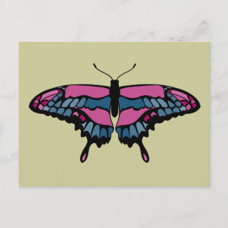 Postales de mariposa rosa y azul