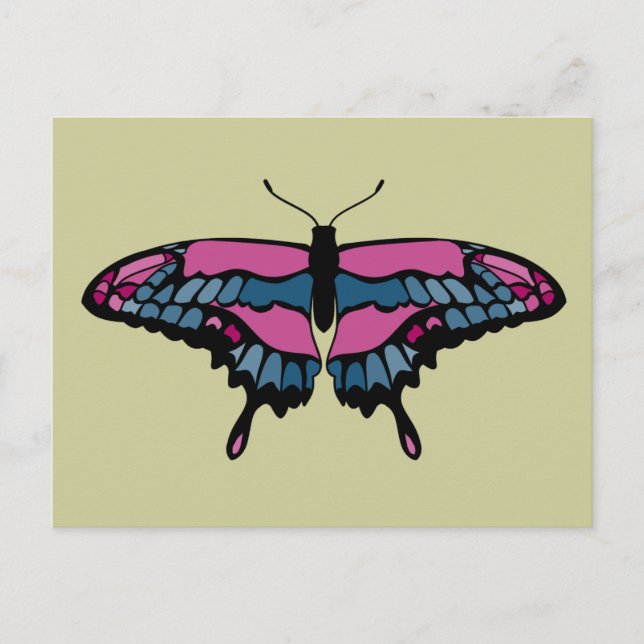 Postales de mariposa rosa y azul (Anverso)