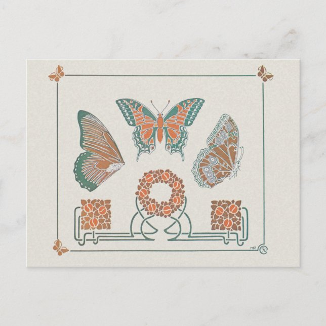 Postales de mariposas Verneuil Art Nouveau (Anverso)