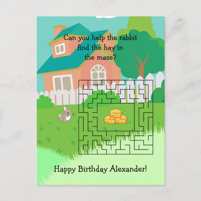 Postales de martillo de conejo y heno cumpleaños p (Anverso)